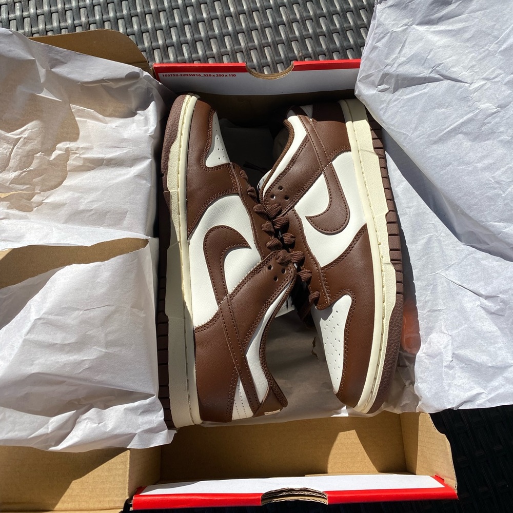 Brown Nike low top dunks